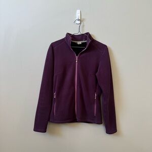 The Mountain Equipment Co-op women’s purple fleece lined zip up sweater